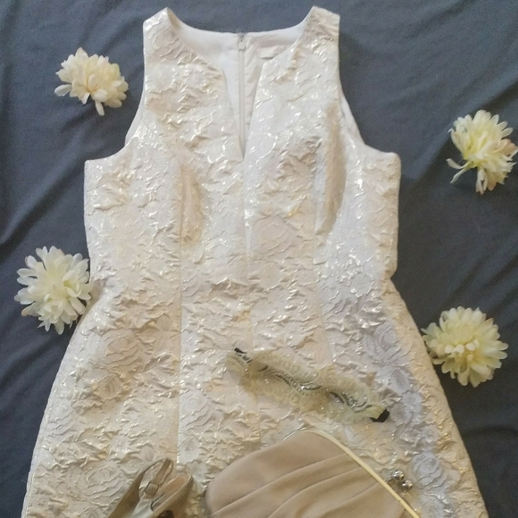 Aidan Mattox Sheath Dress Off White size 12 - Picture 2 of 13